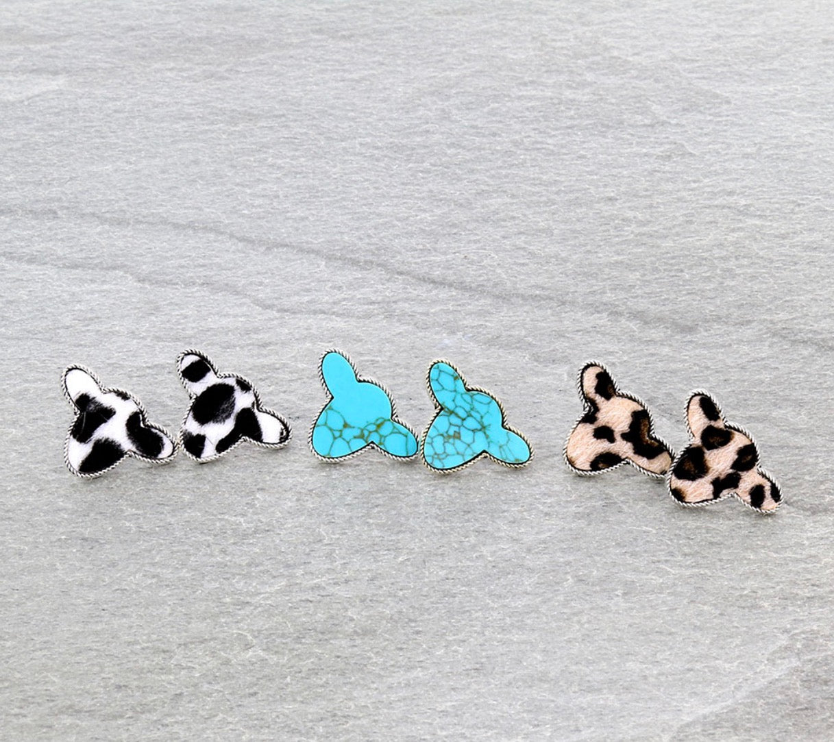 Western Cow Head 3 Pair Earring Set