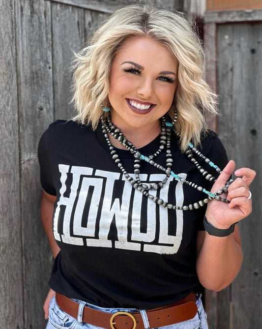 Howdy Block In Dirty White Ink Tee