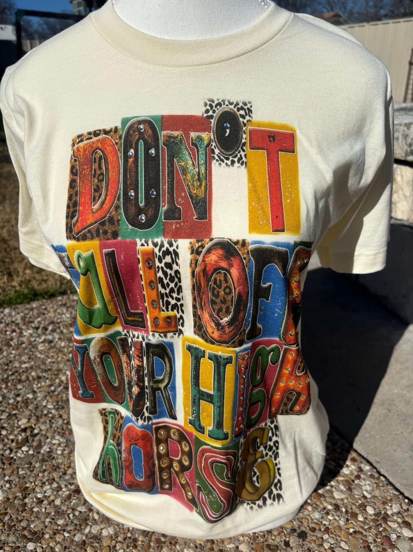 Don’t Fall Off Your High Horse Tee w/ Bling