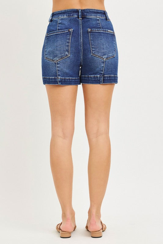High Rise Shorts Featuring Decorative Seam Details - Risen