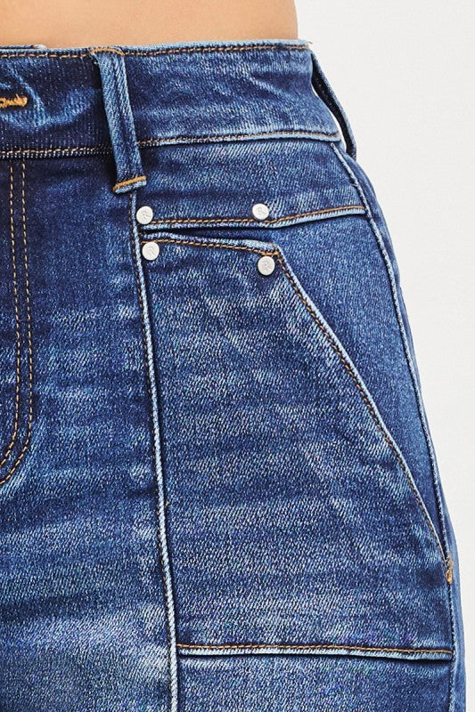 High Rise Shorts Featuring Decorative Seam Details - Risen