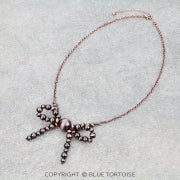 Navajo Style Pearl Bow Necklace w/ Chain - Copper