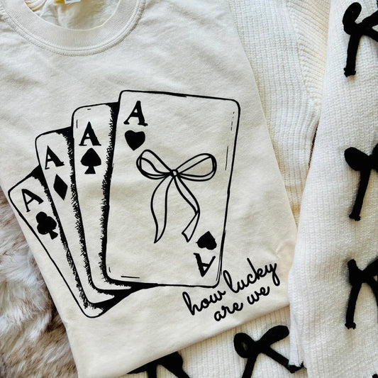 How Lucky Are We Coquette Cards Sweatshirt