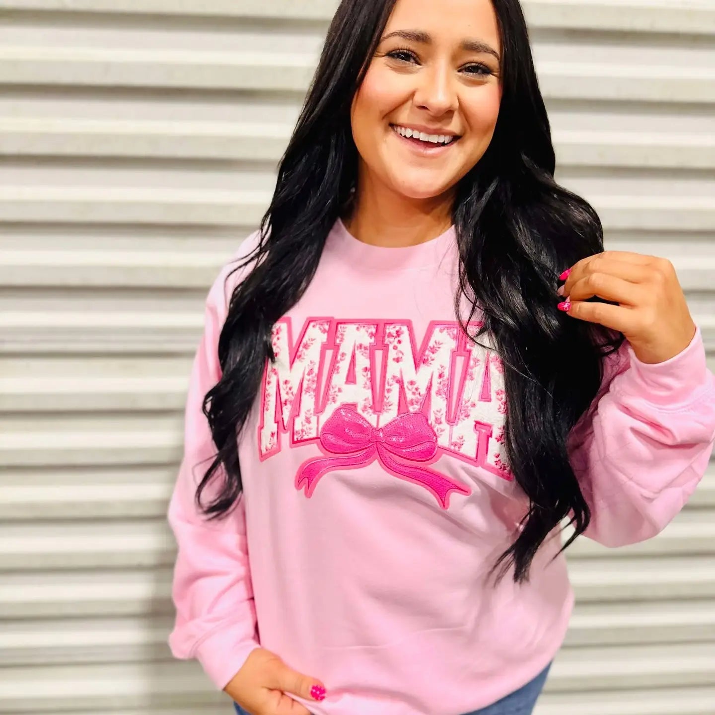 Pink Mama Chino Bow Patch Sweatshirt
