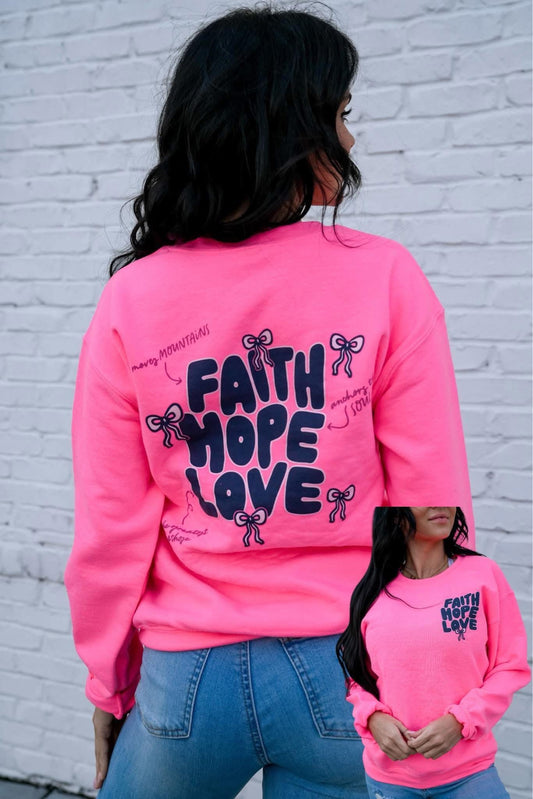 Faith•Hope•Love | Neon Pink | Sweatshirt