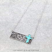 Cross Stone Bar Necklace