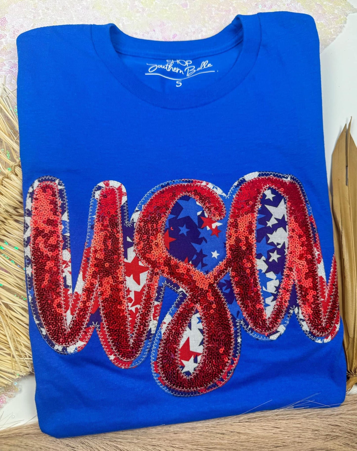 Blue USA Sequin Tee