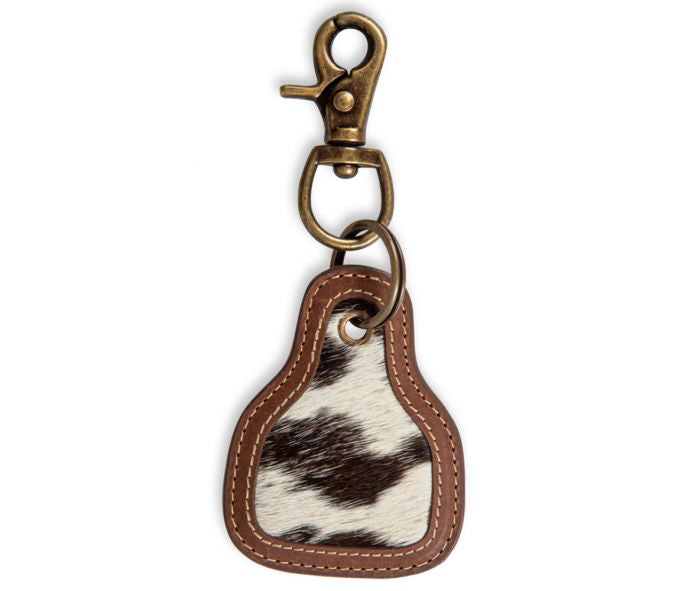 Cow Tag Hair On Hide Keychain