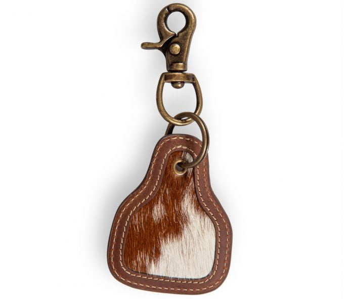 Cow Tag Hair On Hide Keychain